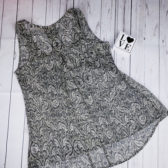 Converse Dark Green/White Sheer Flowy Tank Blouse - Picture 4 of 4